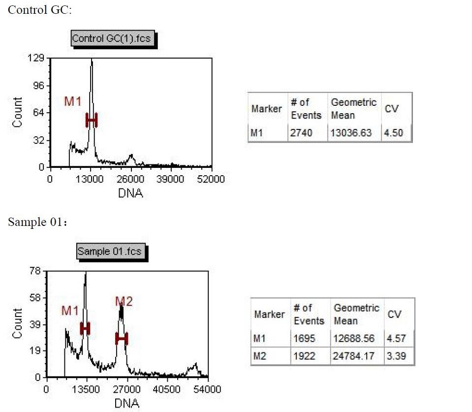 Figure 1 Flow cytometry graphs of control group and samples